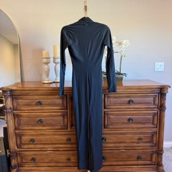 Good American Black Cowl Neck Jersey Zip Slit Dress Small NWOT - Picture 6 of 12